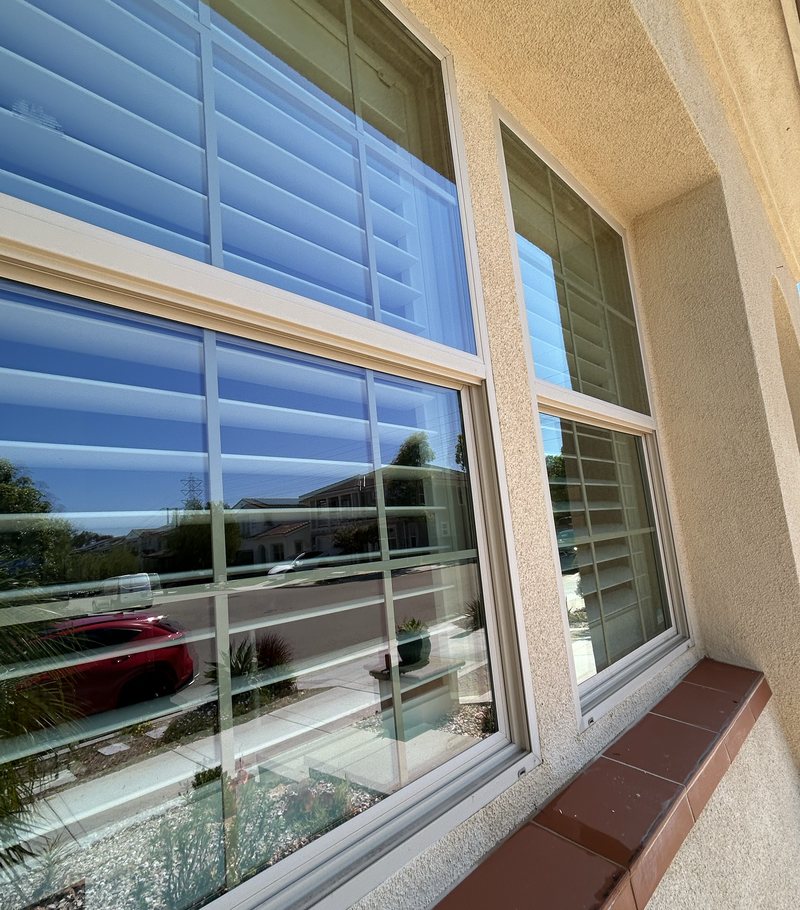 Interior view through spotlessly cleaned window glass in a San Diego home